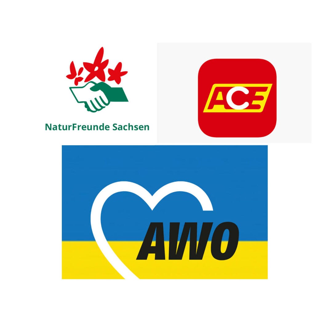 Ukraine logo AWO mit logo ACE und Naturfreunde