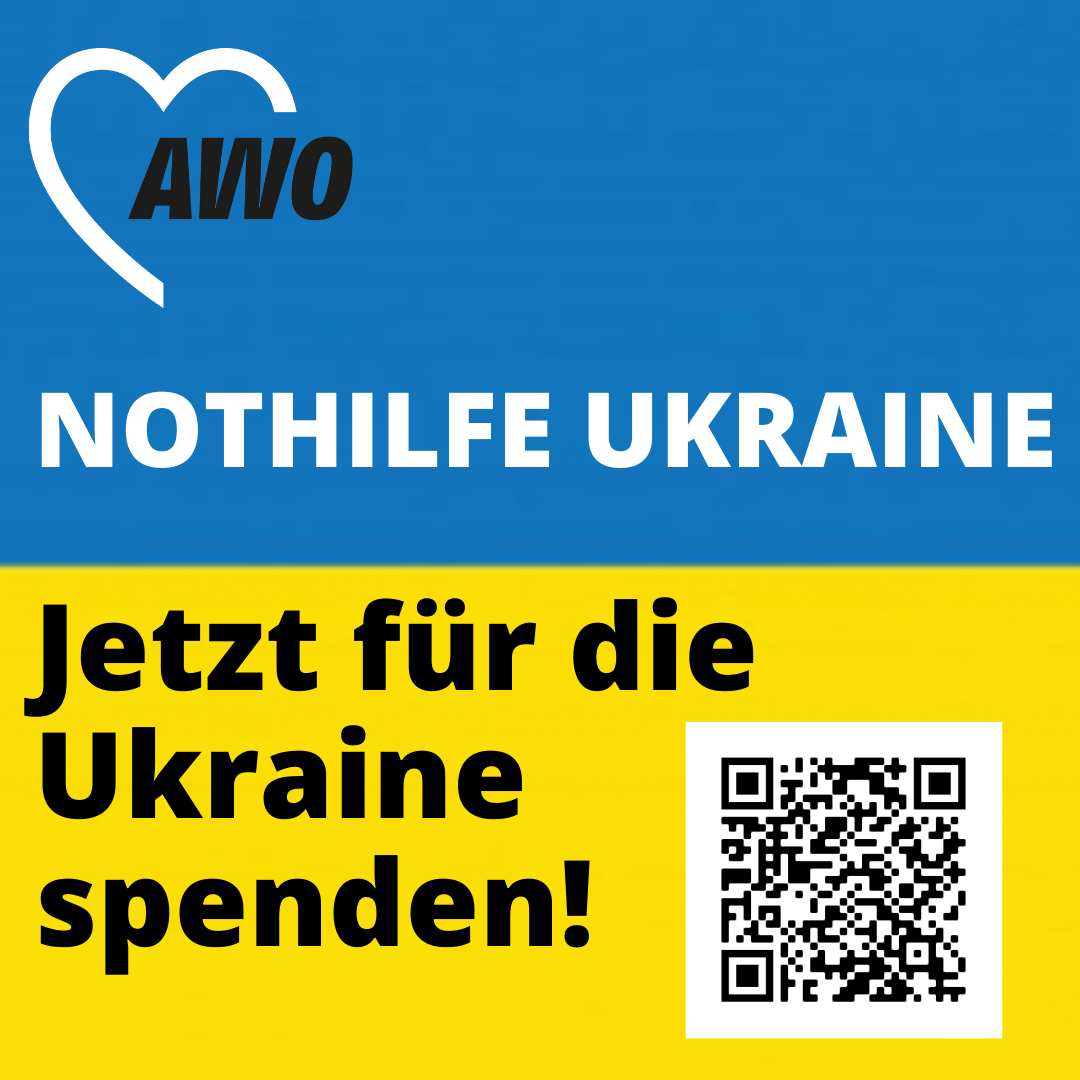 AWO Logo Ukraine mit Spendenhinweis
