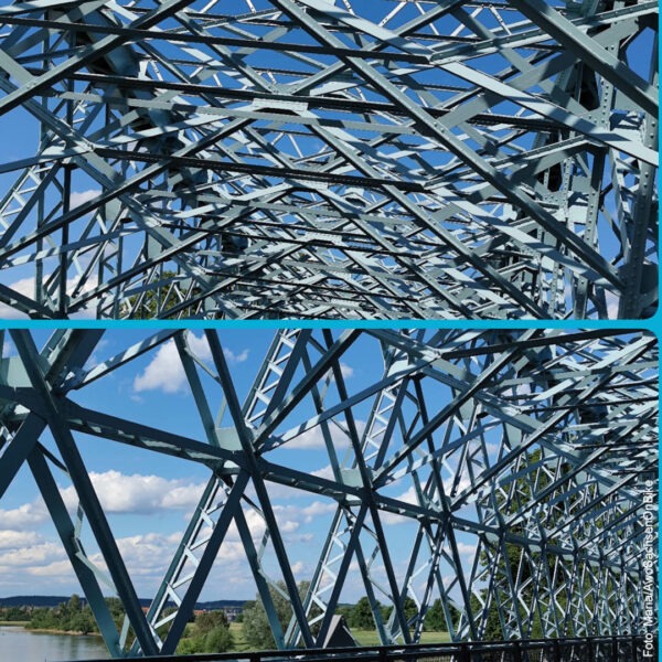 Fotocollage der Brücke am Dresdner Hafen