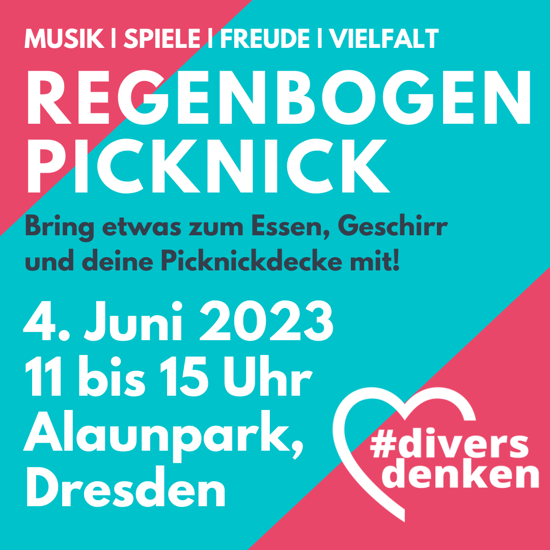 Regenbogen Picknick, 4. Juni 2023 11 bis 15 uhr Alaunpark Dresden
