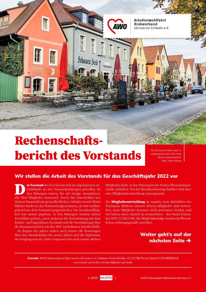 Titelblatt Regionalteil Sächsische Schweiz der Frühjahrsausgabe meeting 2023