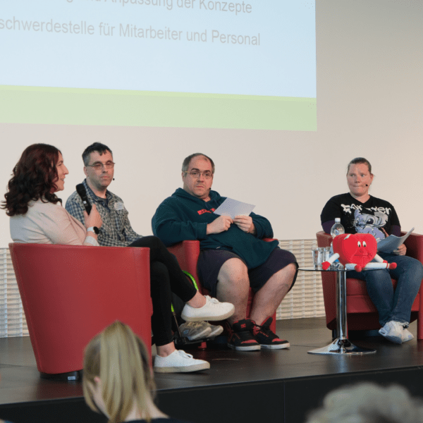 Anne Riedel, Nico Theuerkorn, Marco Meusel und Andra Freudenberg sprechen über Gewaltschutz in Einrichtungen