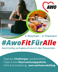 AWO Gesundheitschallenge 2025: Vier Wochen, vier Themen – beweg dich, iss dich stark, finde Ruhe, geh offline.