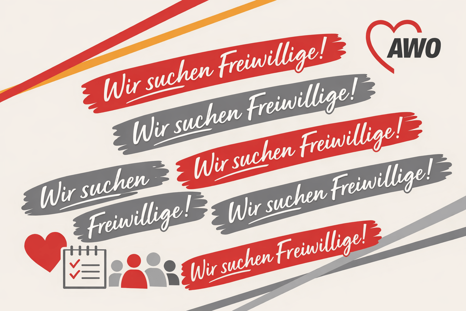 Wir suchen Freiwillige Banner